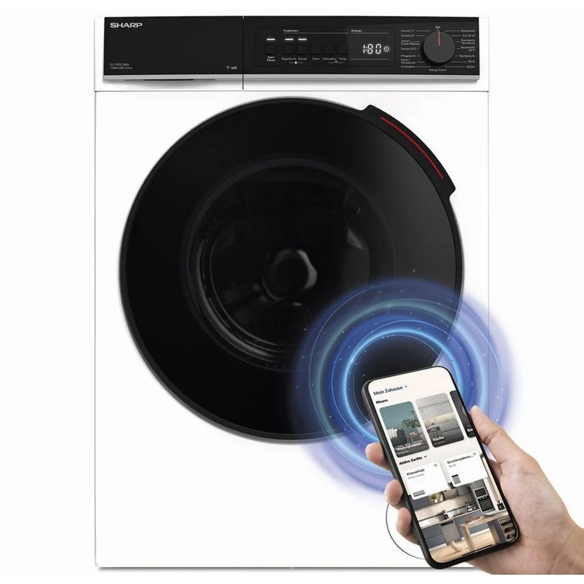 Sharp Waschmaschine ES-PRO214WA-DE, 12 kg, 1400 U/min, AllergySmart, Dampf, Wifi 2