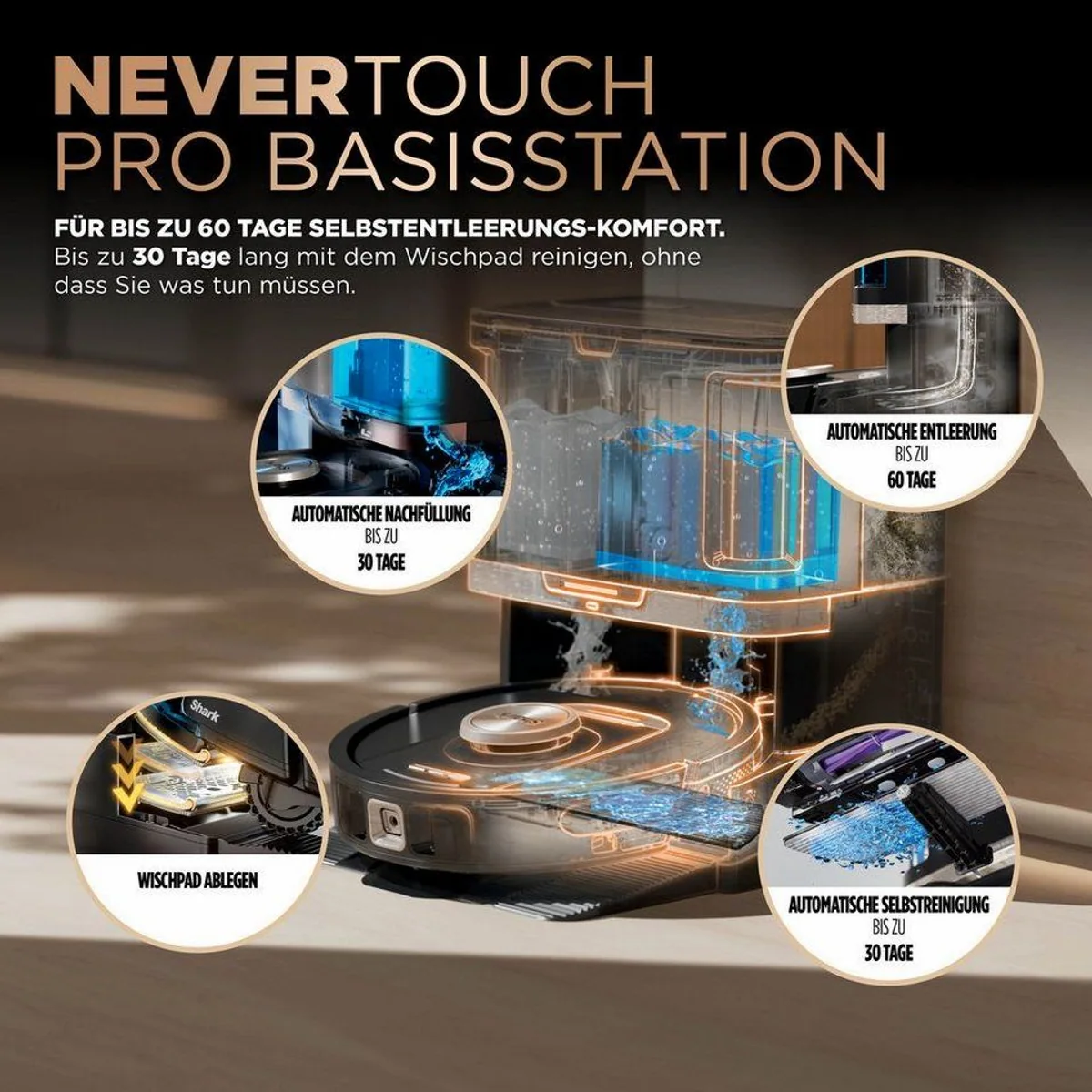Shark PowerDetect NeverTouch Pro 2-in-1 Saug- und Wischroboter, gründliche Reinigung, selbstreinigende Basisstation, Anti-Hair-Wrap-Bürstenrolle 4