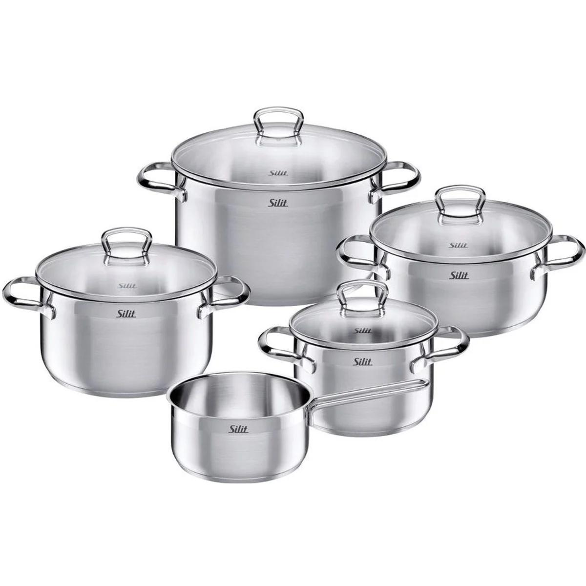 Silit Toskana Topf-Set, 9-teilig, ergonomische Griffe, für alle Herdarten geeignet