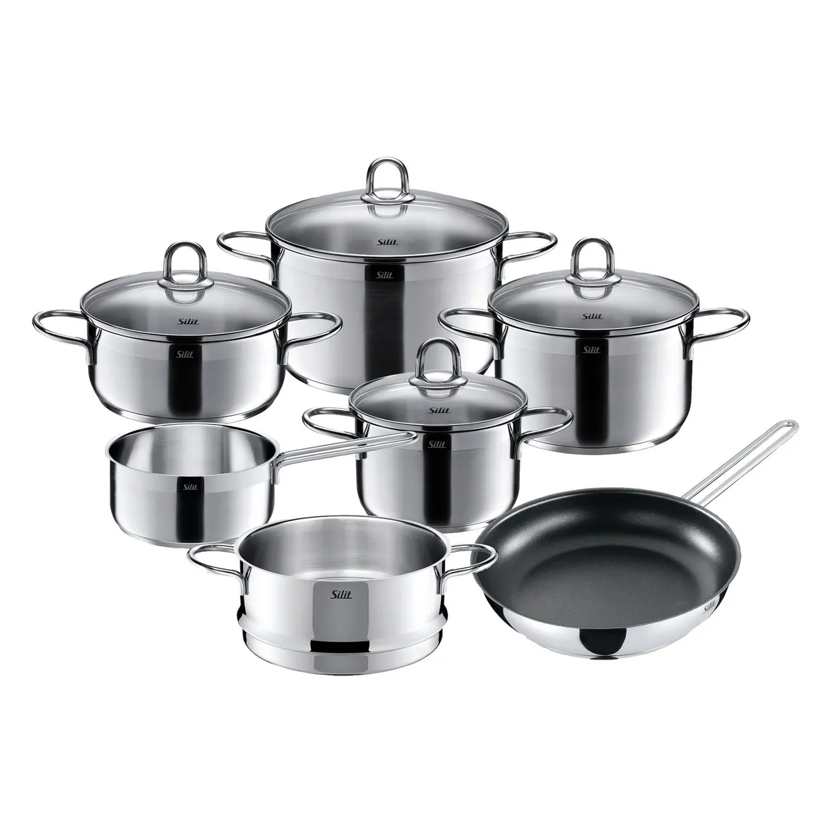 Silit Diamant Topf-Set, 11-teilig, Edelstahl 18/10, induktionsgeeignet