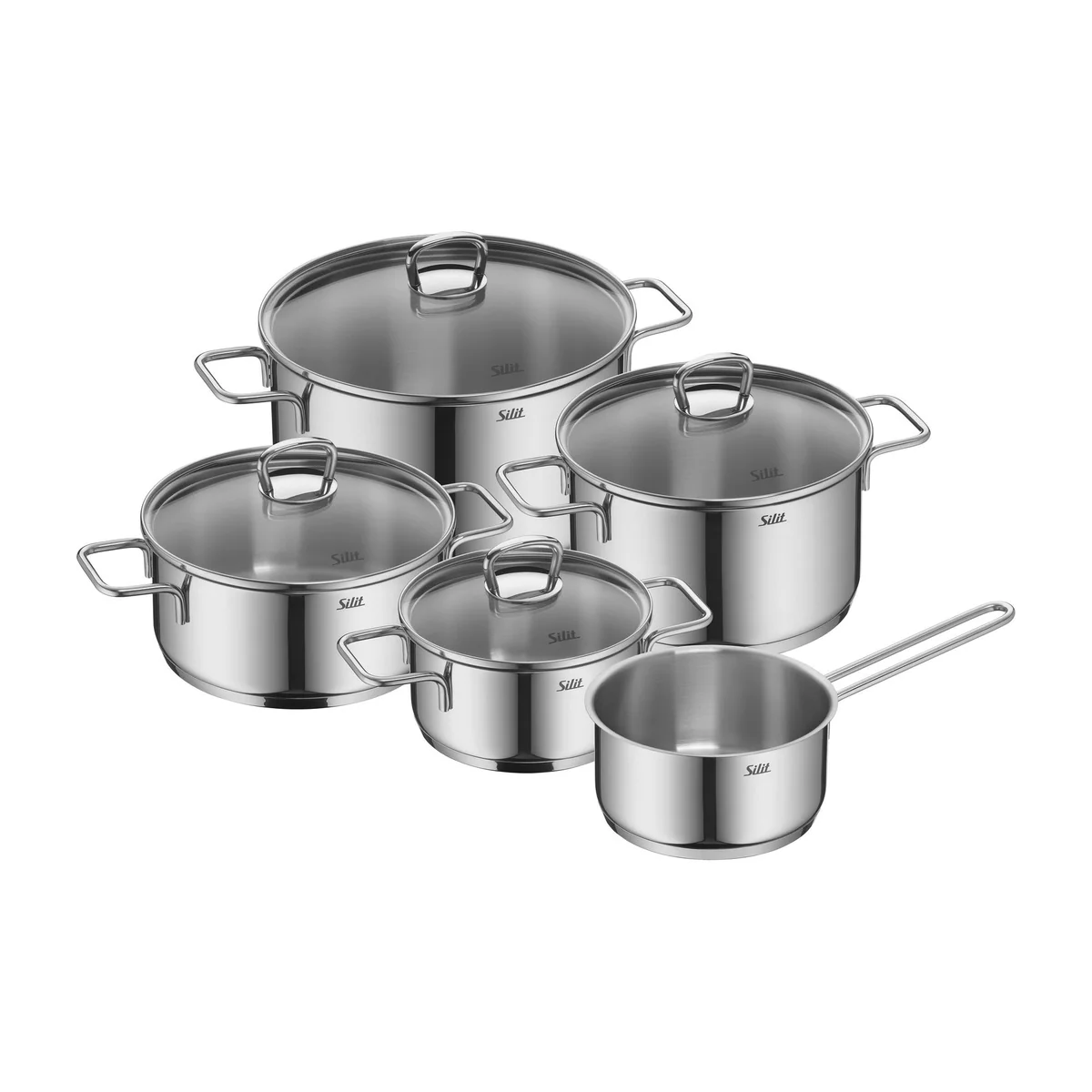 Silit Alicante Topf-Set, Edelstahl 18/10, induktionsgeeignet, 9-teilig