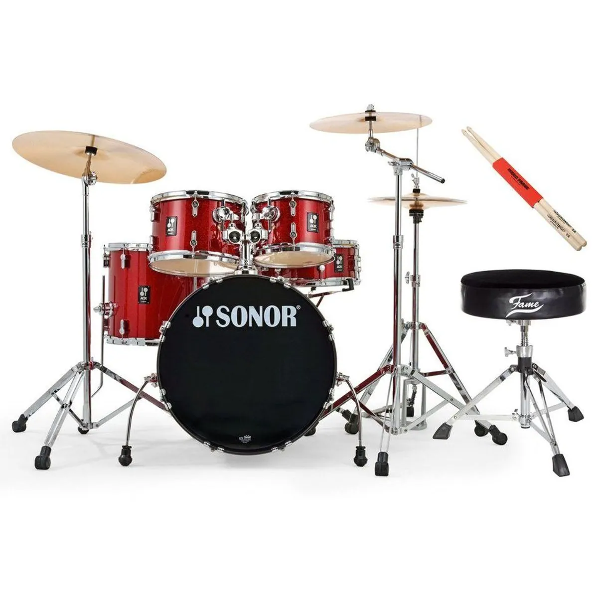 SONOR AQX Studio Komplettset, 20 Zoll Bassdrum, 10 und 12 Zoll Toms — inklusive Becken und Hardware