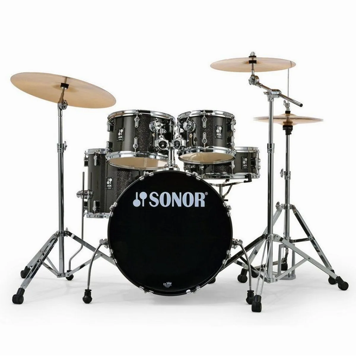 SONOR AQX Studio Drum Set, 20" Bass Drum, Schwarz mit Chrom-Hardware 2