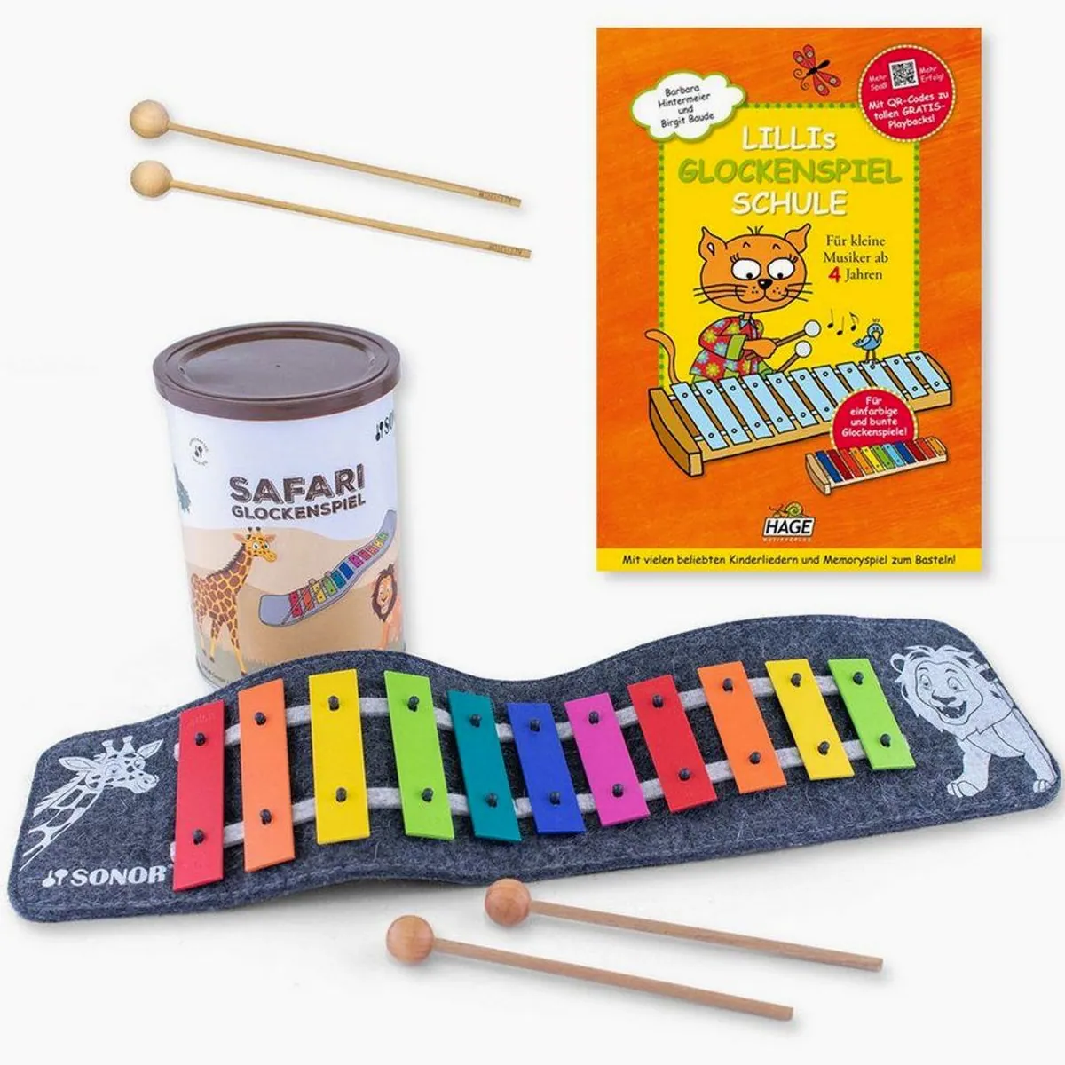 SONOR Glockenspiel Safari, Roll-Up Design, inkl. Notenbuch und Schlägel
