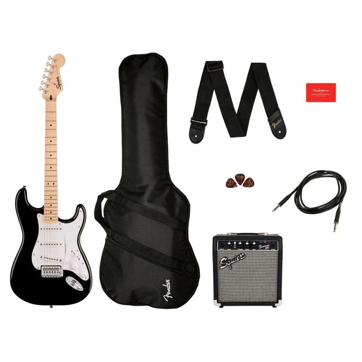 Squier Sonic Stratocaster Pack, Komplett-Set mit Verstärker und Zubehör
