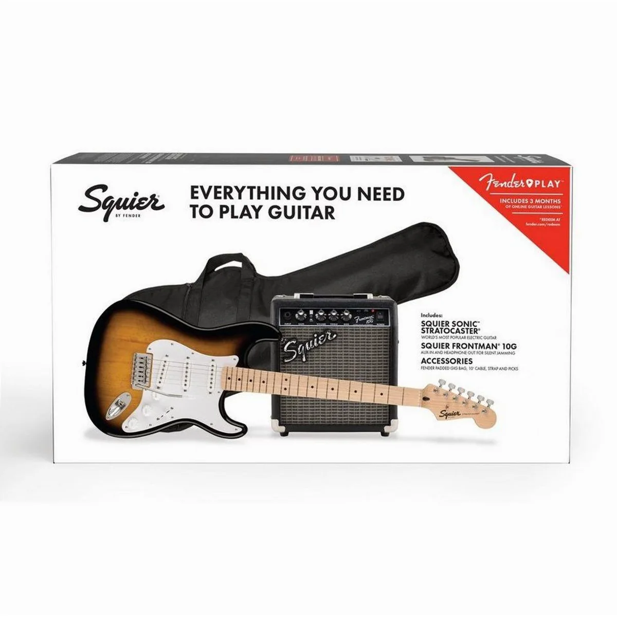 Squier Sonic Series Stratocaster Pack MN, E-Gitarre, Verstärker & Zubehör — Einsteigerfreundliches Set 3