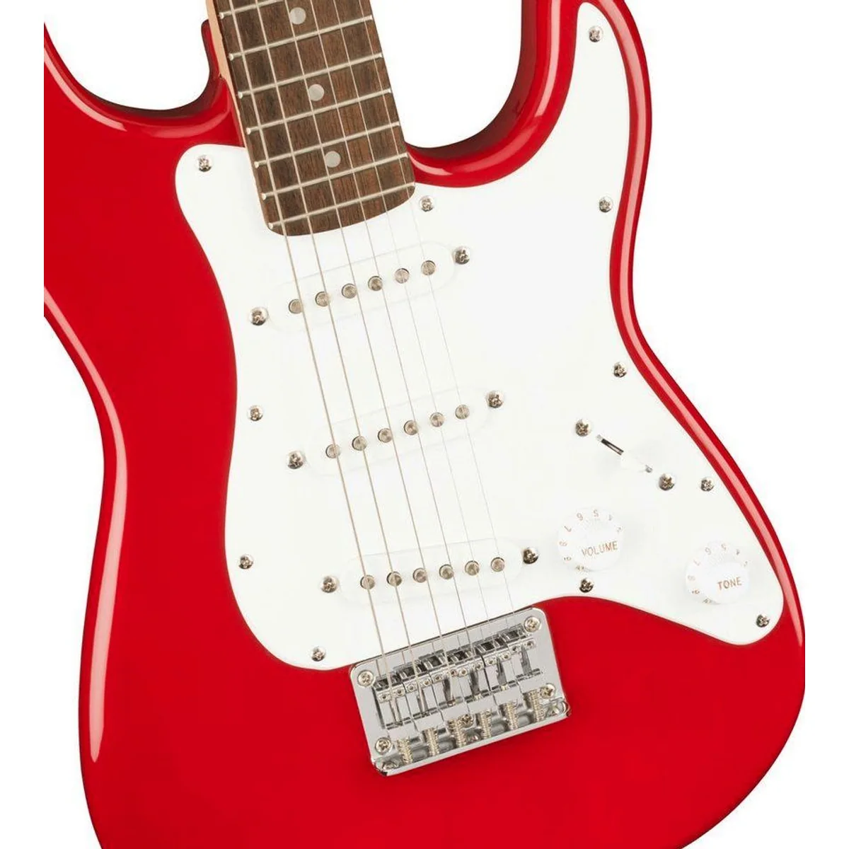 Squier Mini Stratocaster Dakota Red, kompakte E-Gitarre mit vielseitiger SSS-Bestückung 4