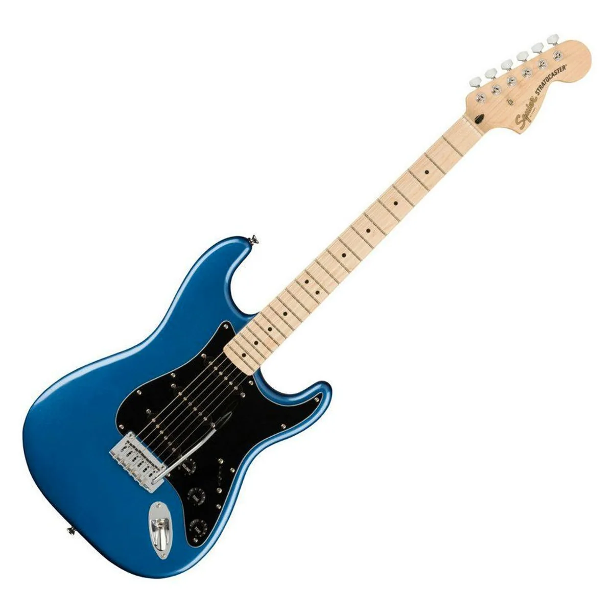 Squier Affinity Series Stratocaster, vielseitiger Klang, komfortabler Hals — Lake Placid Blue
