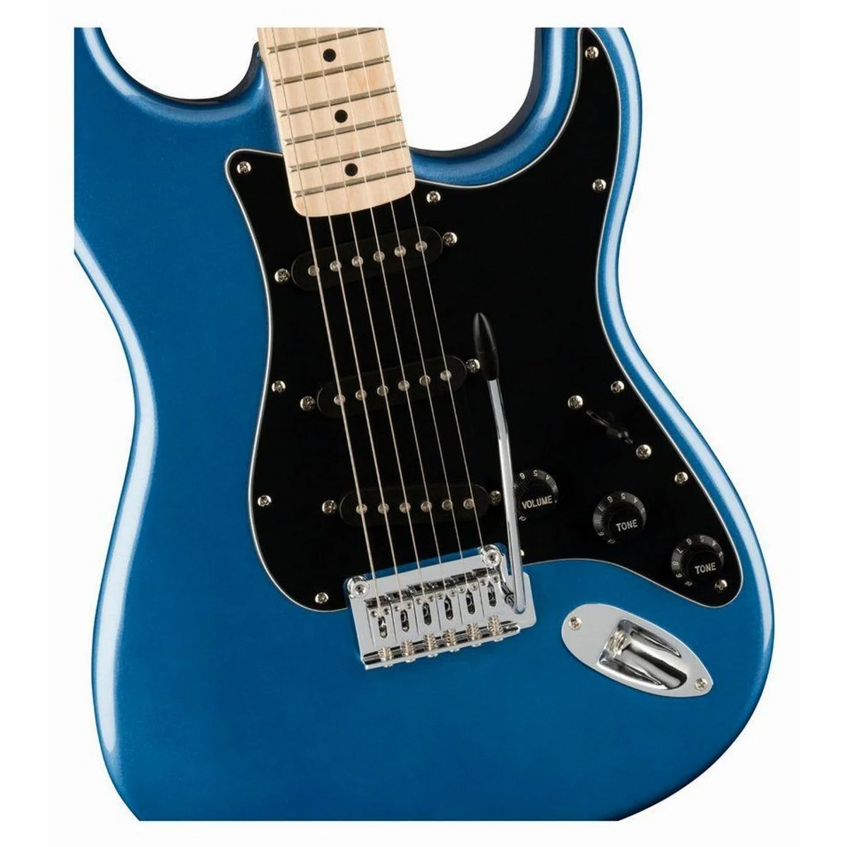 Squier Affinity Series Stratocaster, vielseitiger Klang, komfortabler Hals — Lake Placid Blue 5