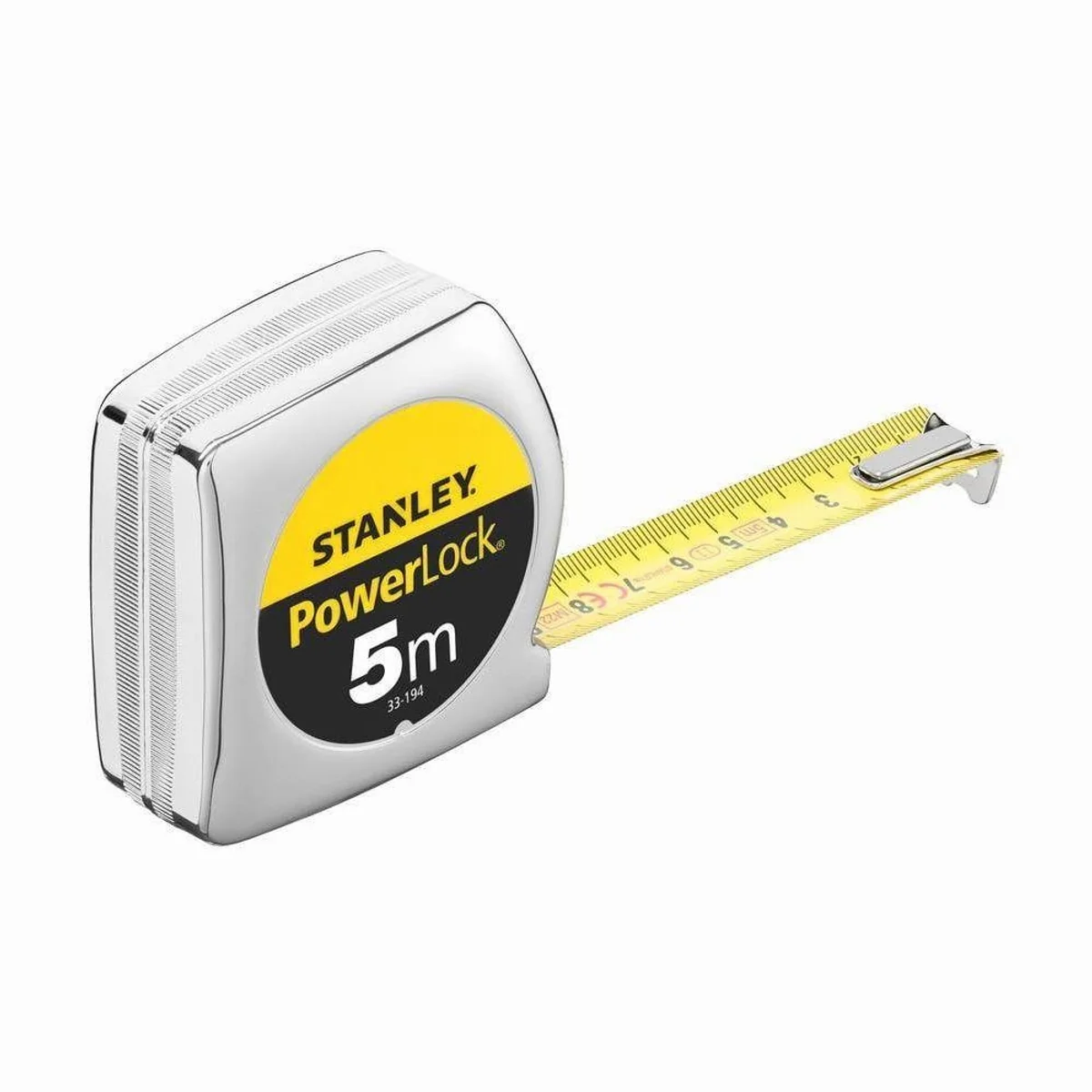 Stanley Maßband Powerlock 5m/19mm, präzise Messungen, robustes Gehäuse, praktischer Rücklauf