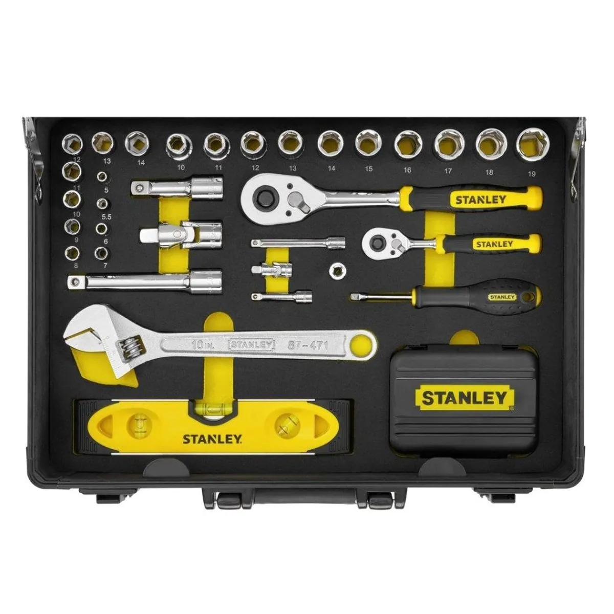 STANLEY Universal-Werkzeugsortiment, 119-teilig, Aluminiumkoffer, klappbar und mobil 3