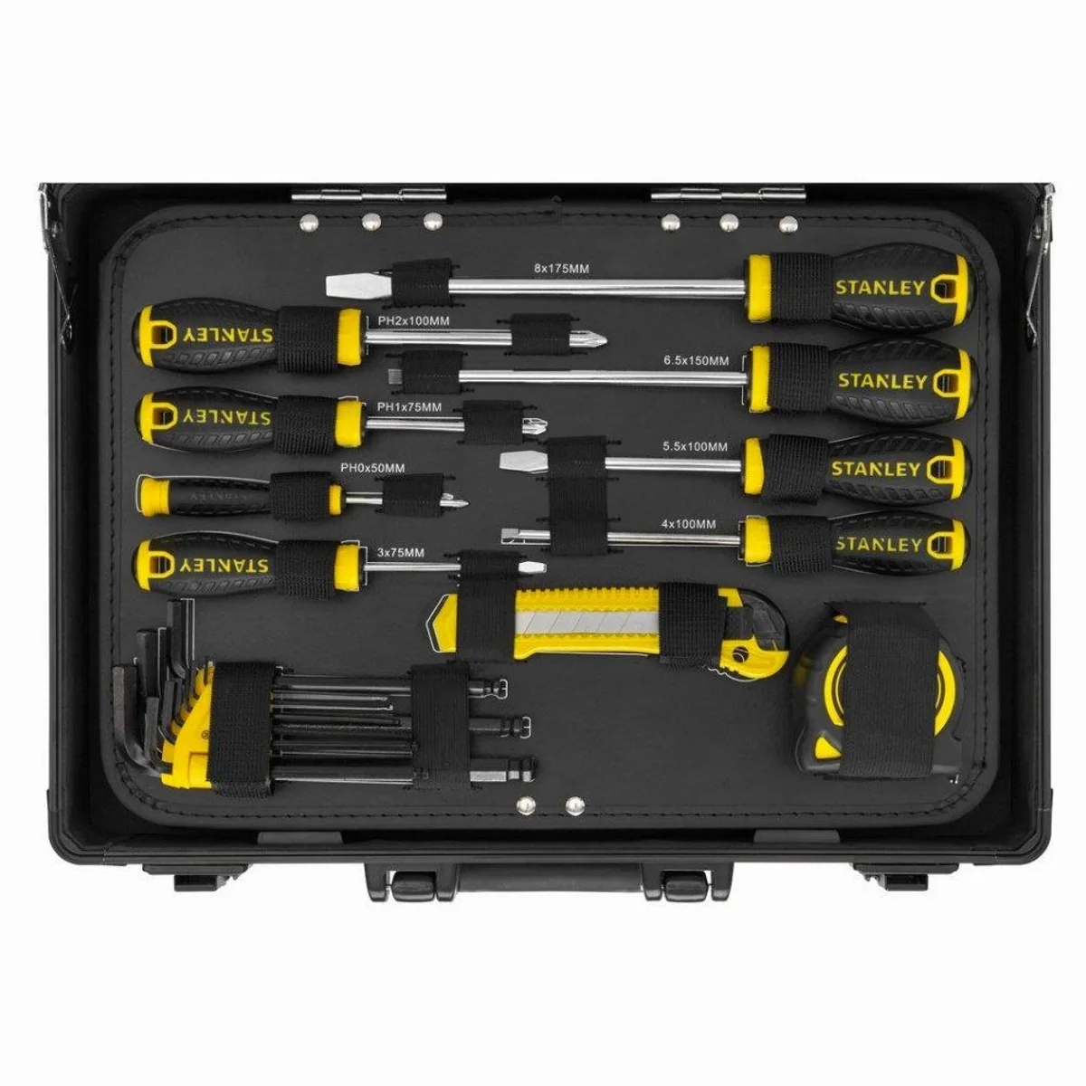 STANLEY Universal-Werkzeugsortiment, 119-teilig, Aluminiumkoffer, klappbar und mobil 4