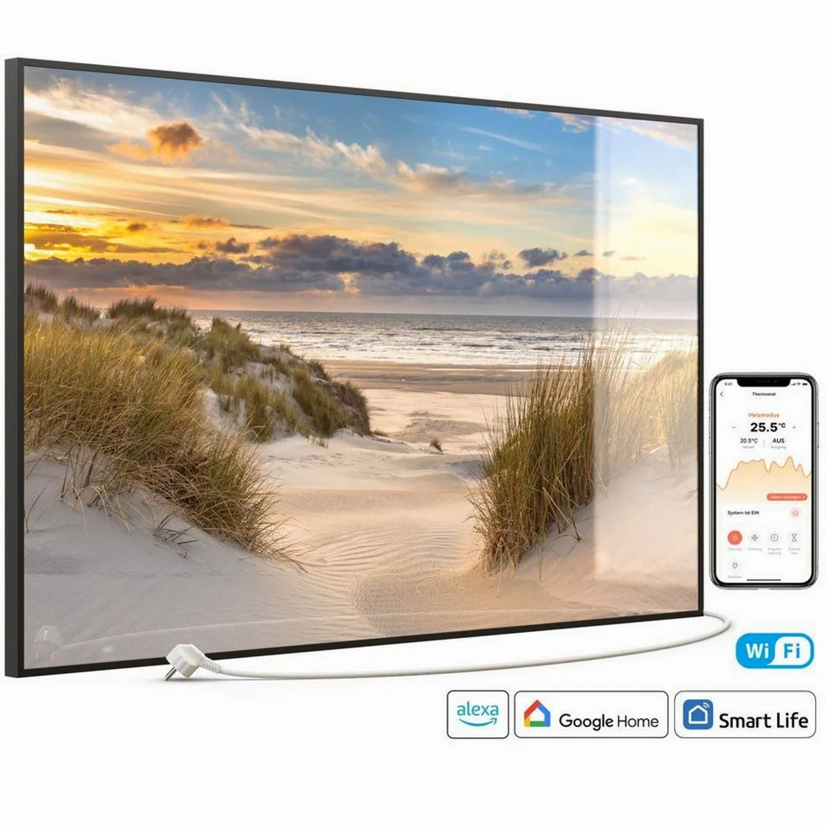 STEINFELD Heizsysteme Infrarotheizung Glas-Bild 900W, effiziente Wärme und elegantes Design