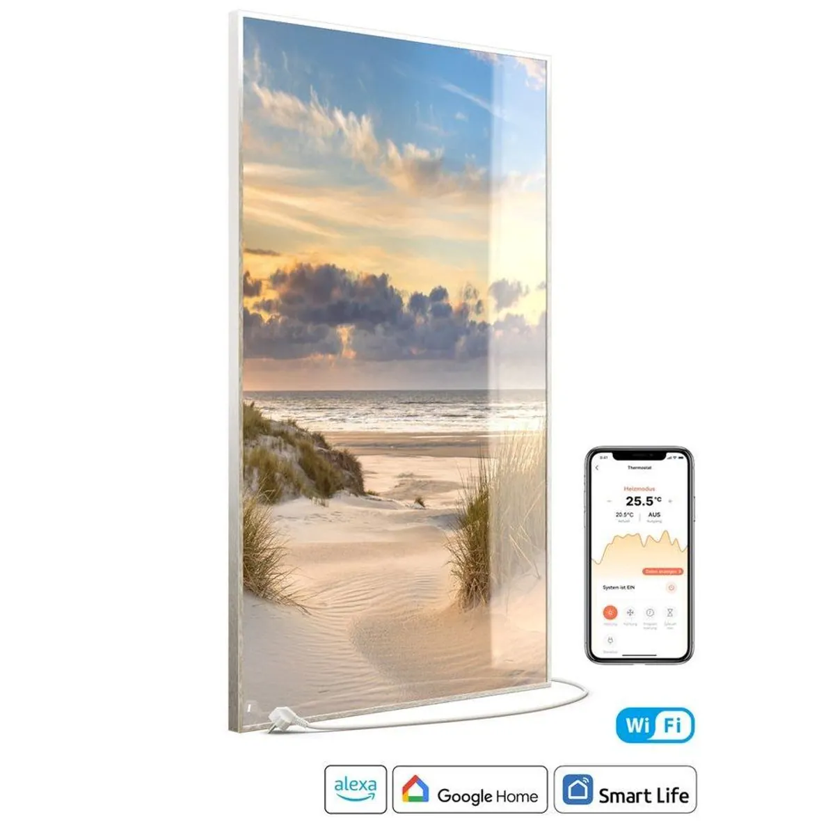 STEINFELD Heizsysteme Infrarotheizung Glas-Bild 900W, elegante Wärme für 8-16 m², inkl. Thermostat
