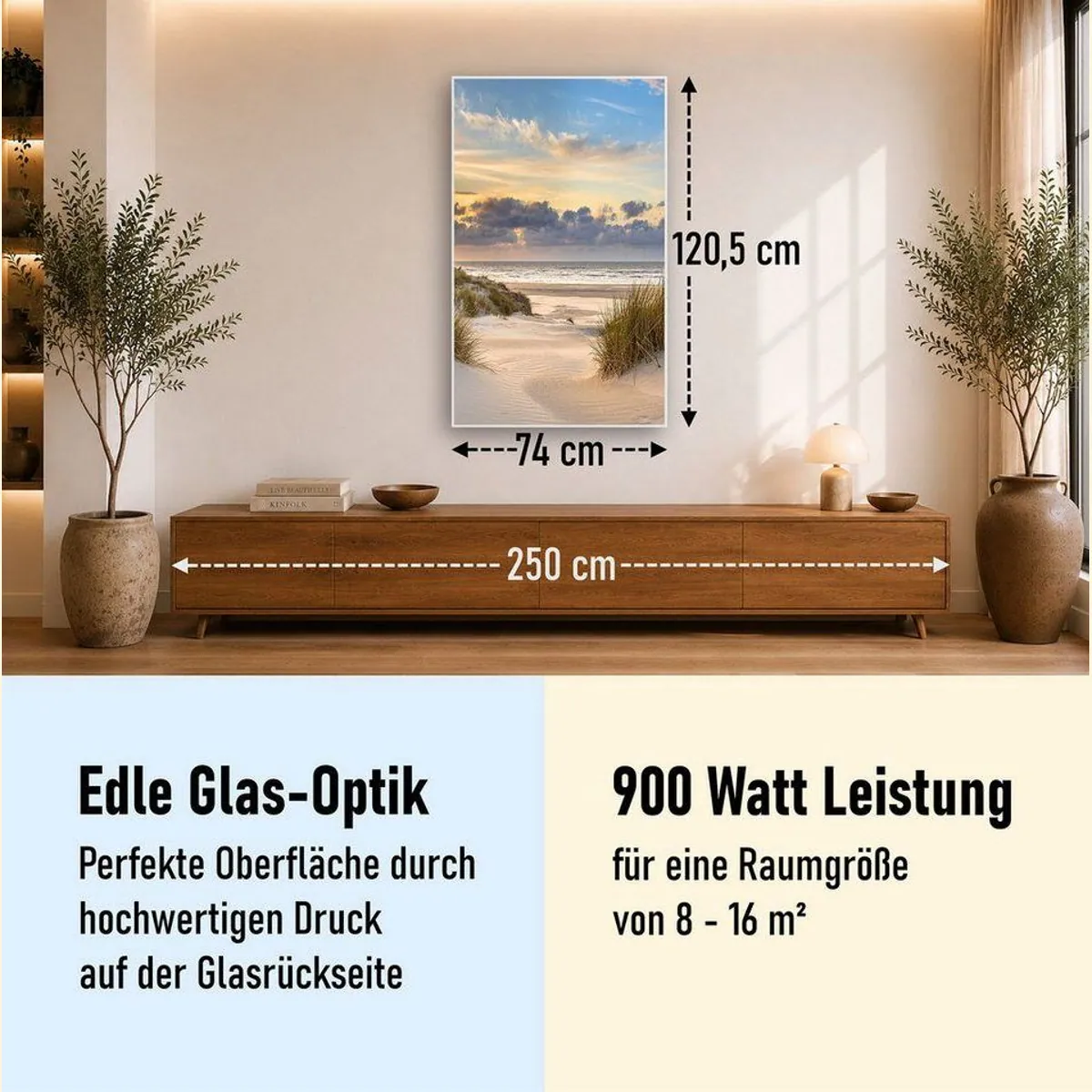 STEINFELD Heizsysteme Infrarotheizung Glas-Bild 900W, elegante Wärme für 8-16 m², inkl. Thermostat 2