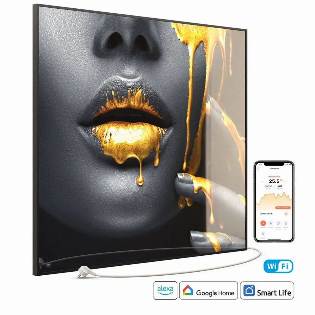 STEINFELD Heizsysteme Infrarotheizung Glas-Bild 1200W, gleichmäßige Wärme, flexibles Design