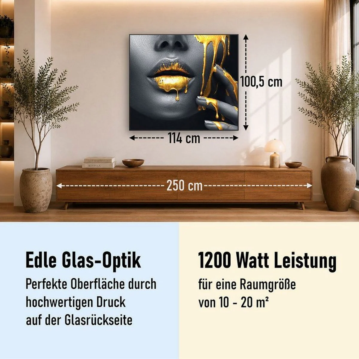STEINFELD Heizsysteme Infrarotheizung Glas-Bild 1200W, gleichmäßige Wärme, flexibles Design 2