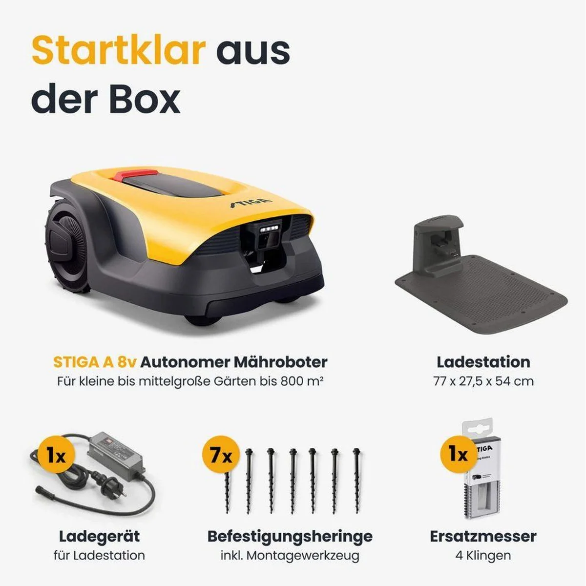 STIGA GARDEN A 8v Rasenmähroboter, App-Steuerung, KI-Navigation, bis 800 m² 4