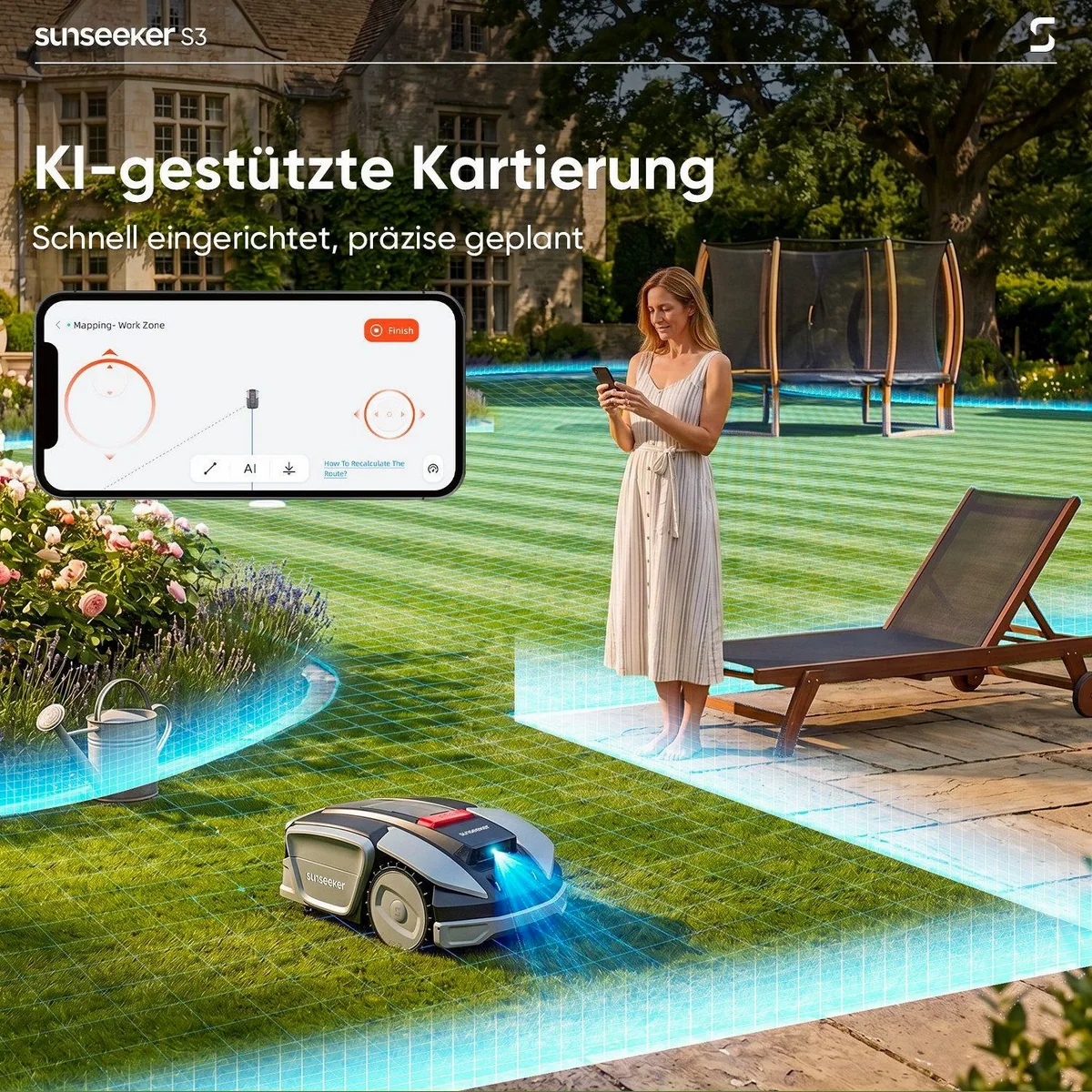 Sunseeker S3 Rasenmähroboter, präzise Navigation, App-Steuerung, bis 800 m² 5