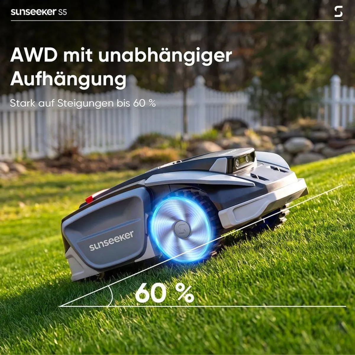 Sunseeker S5 Rasenmähroboter, Allradantrieb, KI Kartierung, bis 1600 m² 2