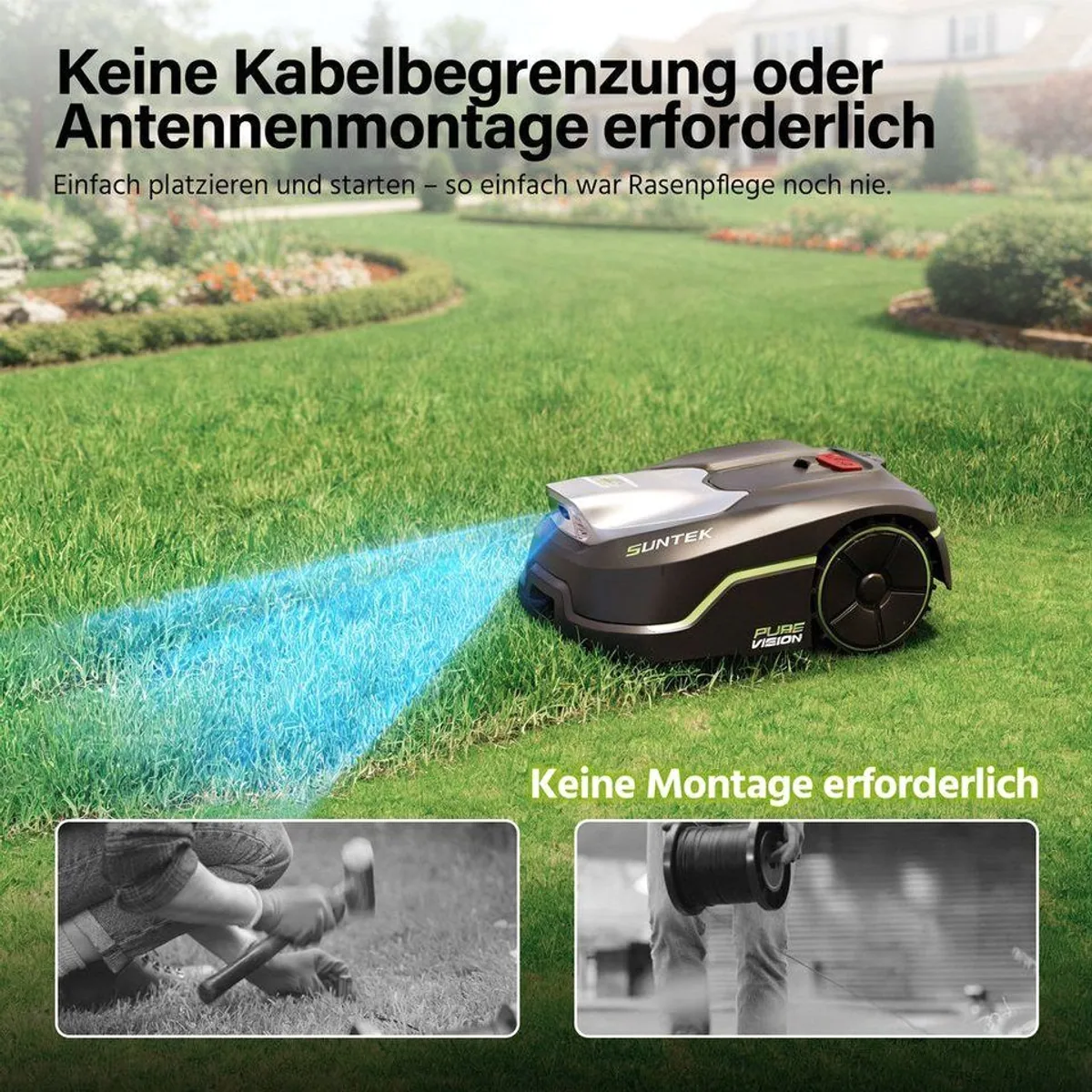 SUNTEK Pure Vision Mähroboter, KI-Technologie, App-Steuerung, bis 250 m² 3