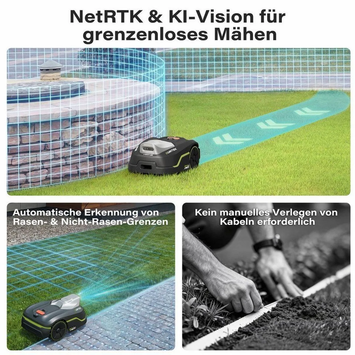 SUNTEK RTK+Vision+TOF LiDAR Mähroboter, kabellose Steuerung, 35% Steigung, App-gesteuert 5