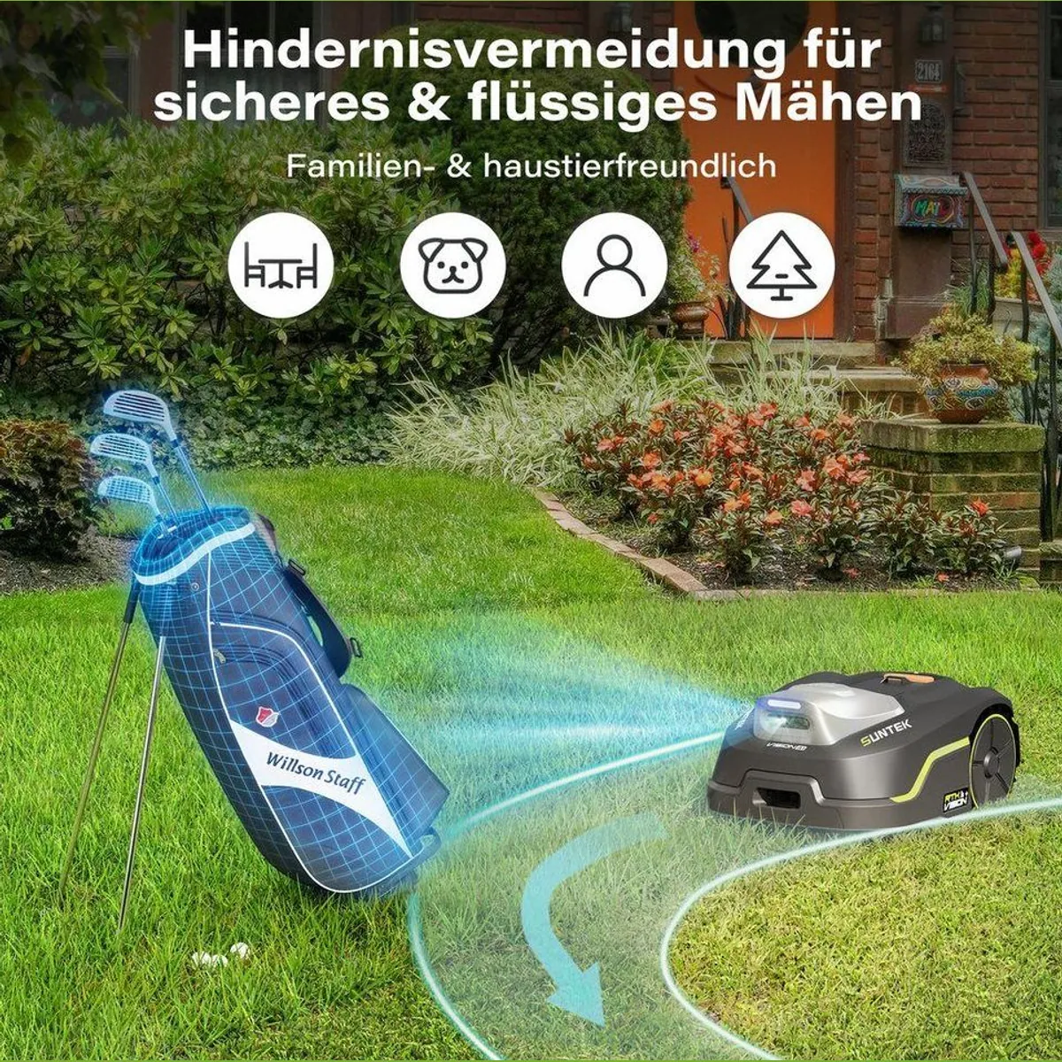 Suntek RTK+Vision+TOF LiDAR Mähroboter, kabellos, 500 m², App-gesteuert 3