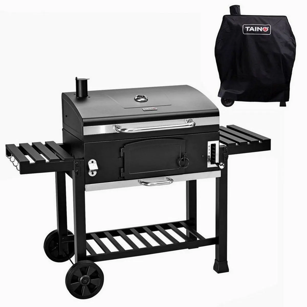 TAINO HERO XXL Holzkohlegrill, große Grillfläche, höhenverstellbare Kohlewanne, inklusive Abdeckhaube