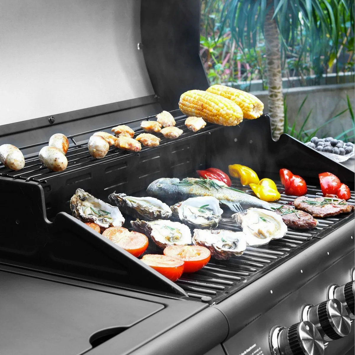 TAINO RED 6+1 Gasgrill, 6 Edelstahlbrenner, Seitenkocher, Drehspieß 3