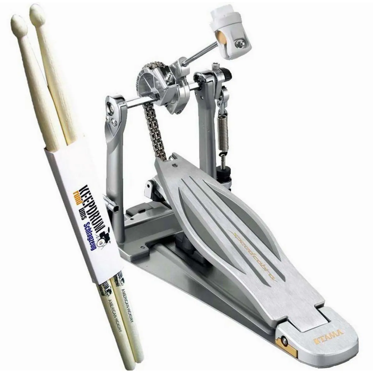Tama HP910LN Speed Cobra Fußmaschine, optimierte Geschwindigkeit & Spielgefühl, inkl. Drumsticks