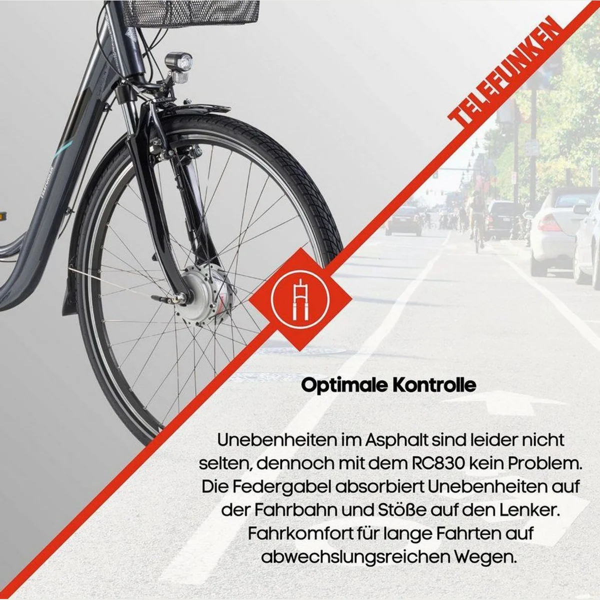 Telefunken E-Bike RC830, 250 W Frontmotor, 3-Gang Shimano Nexus — ideal für Stadtfahrten 5