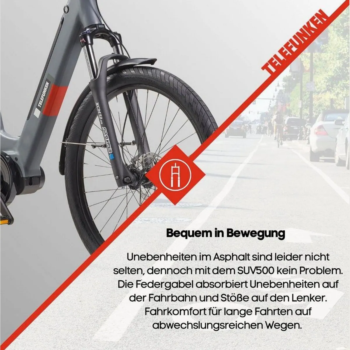 Telefunken E-Bike SUV500, 250 W Mittelmotor, 7-Gang Kettenschaltung, 468 Wh Akku 5