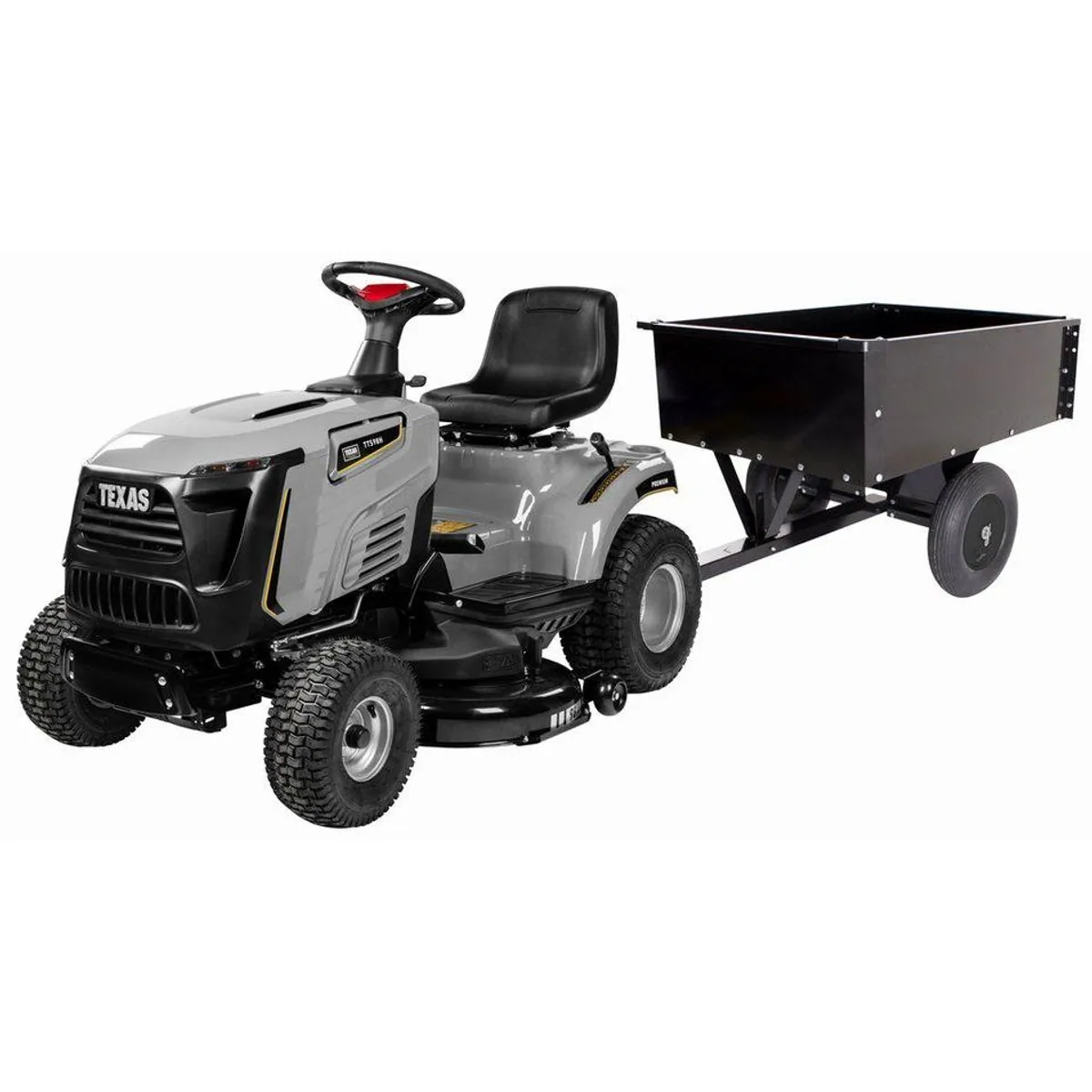 Texas Premium TTS98H Rasentraktor, 98 cm Schnittbreite, inkl. Anhänger und Kippfunktion