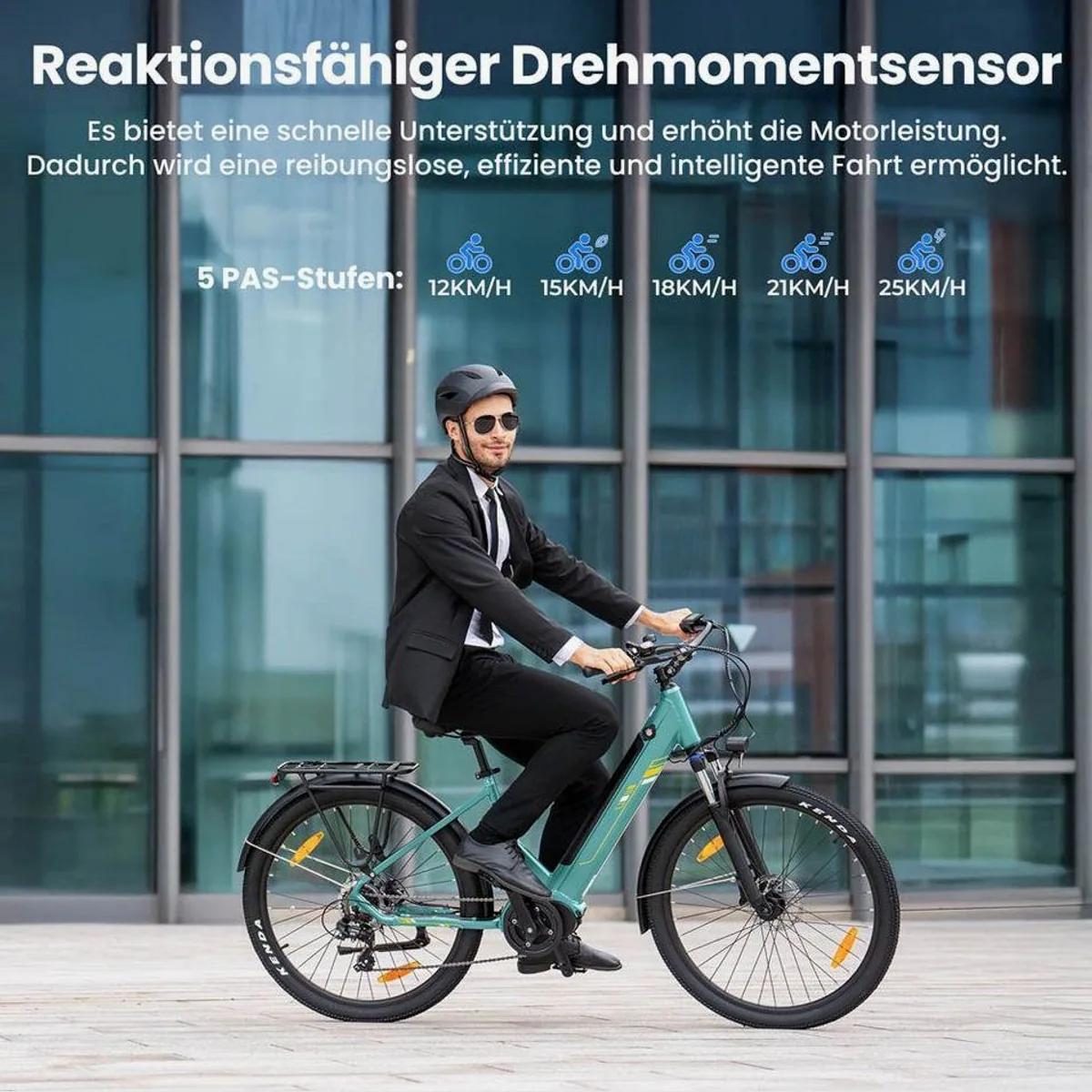 Touroll Urbano 3 E-Bike, 250W Mittelmotor, 468 Wh Akku, 7-Gang Shimano 5