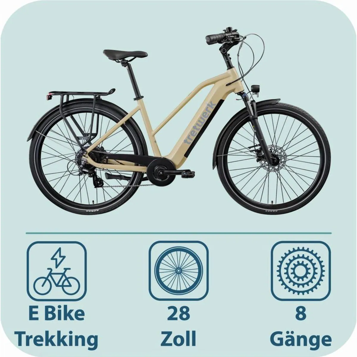 Tretwerk Onyx E-Bike Trekkingrad, 8 Gang Shimano, 540 Wh Akku, 250 W Motor 2