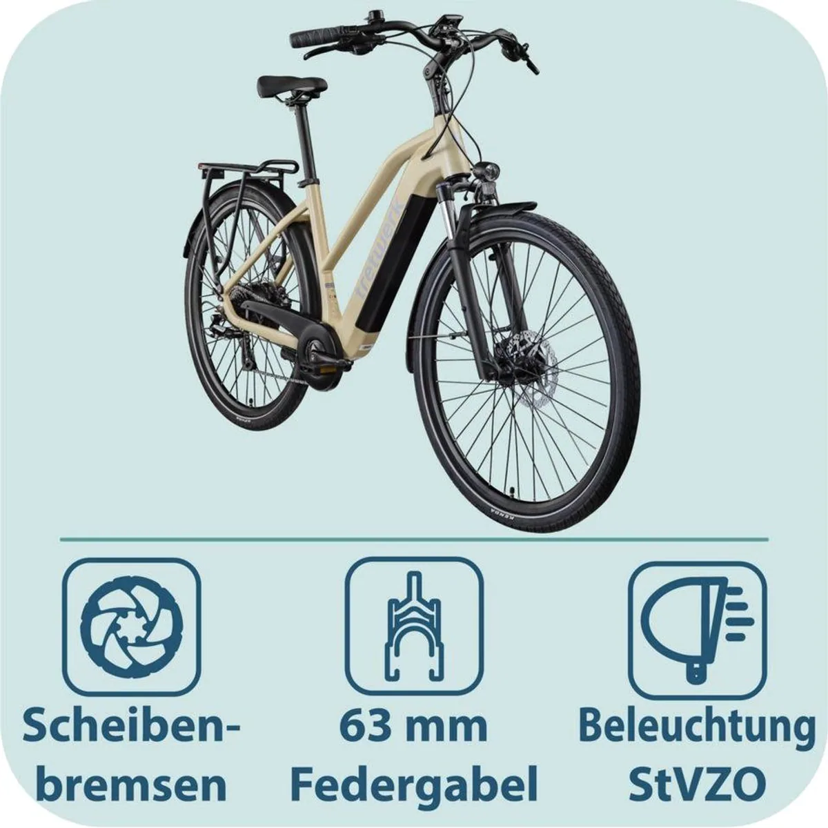 Tretwerk Onyx E-Bike Trekkingrad, 8 Gang Shimano, 540 Wh Akku, 250 W Motor 3