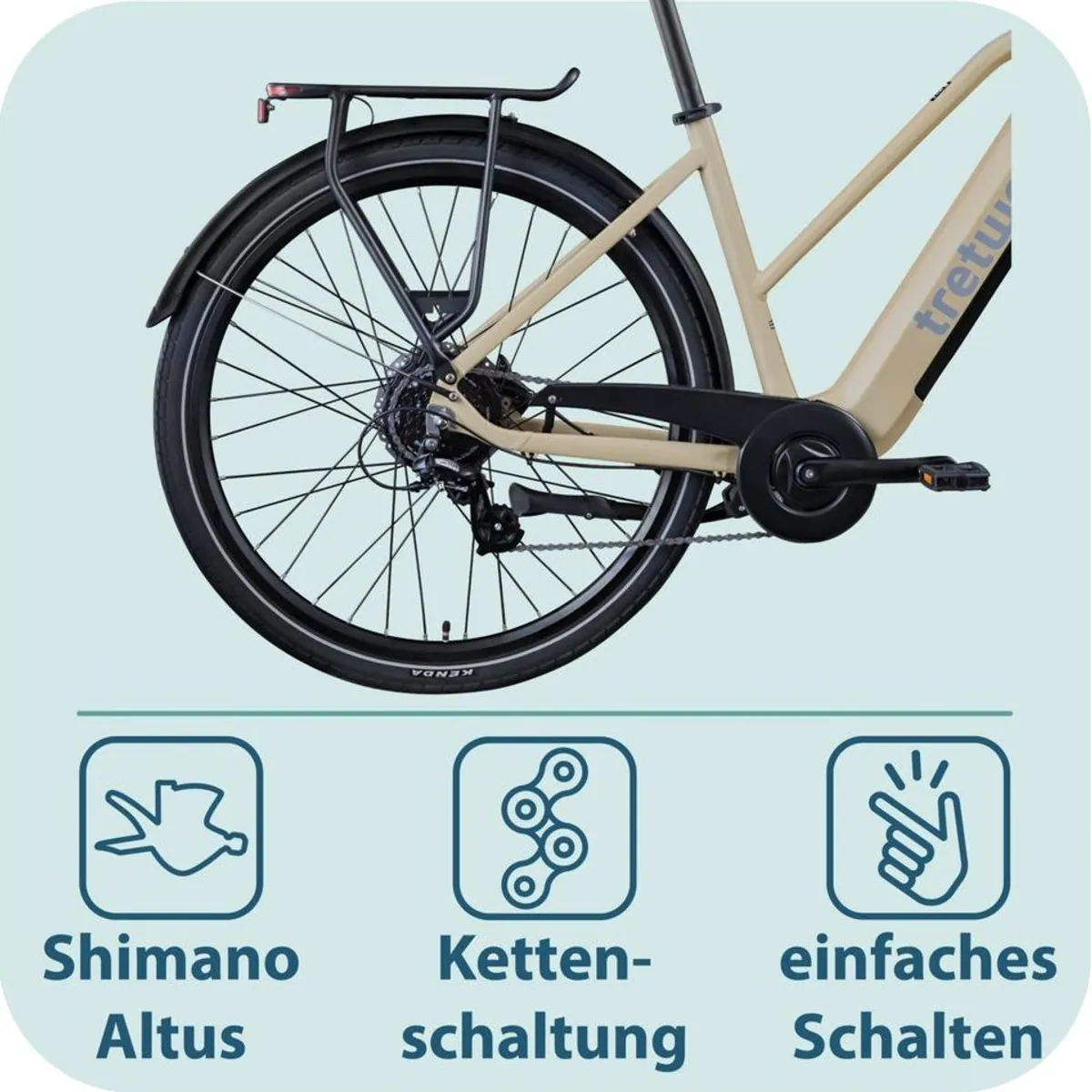 Tretwerk Onyx E-Bike Trekkingrad, 8 Gang Shimano, 540 Wh Akku, 250 W Motor 4