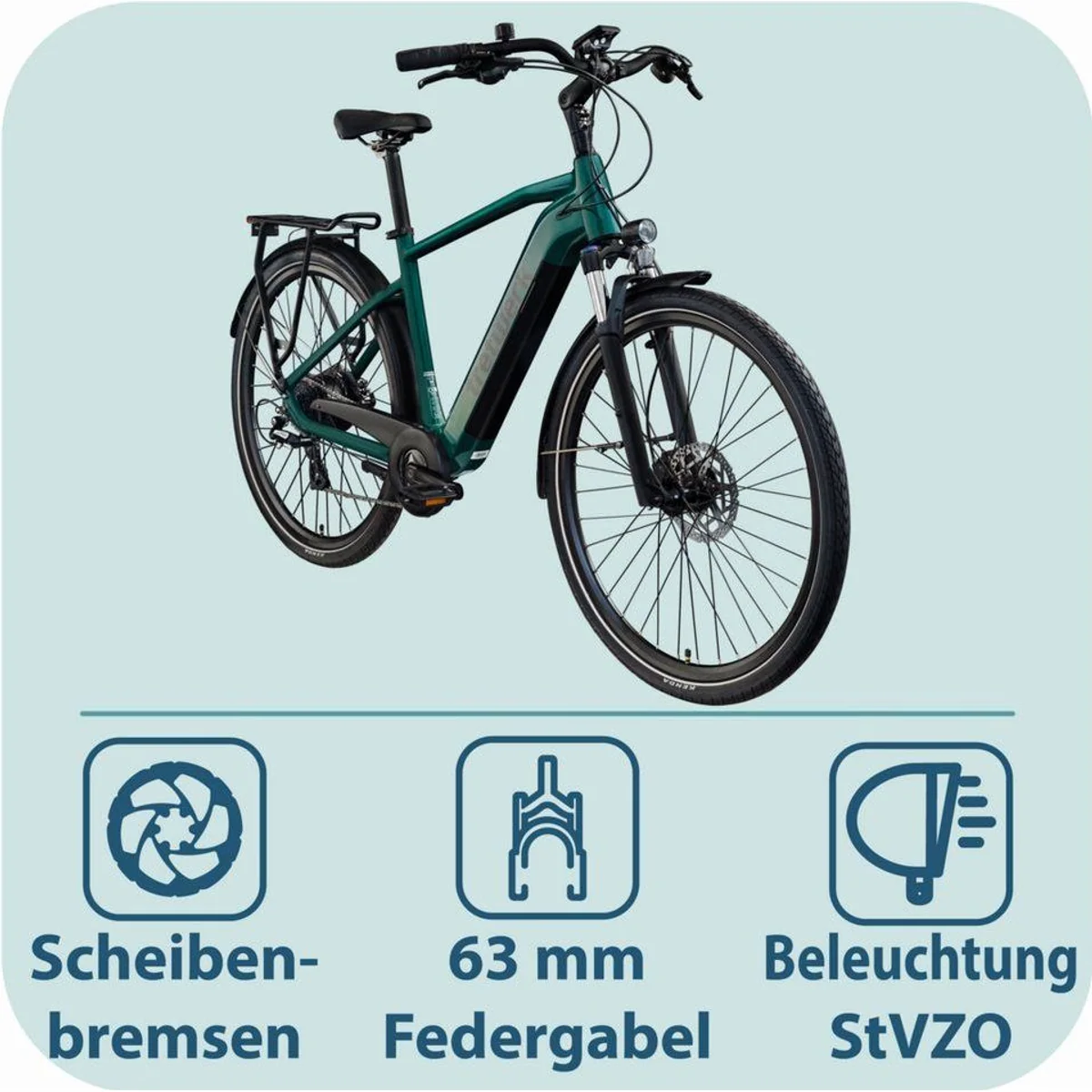 Tretwerk Onyx E-Bike Trekkingrad, 8-Gang Shimano, 540 Wh Akku, Heckmotor 3