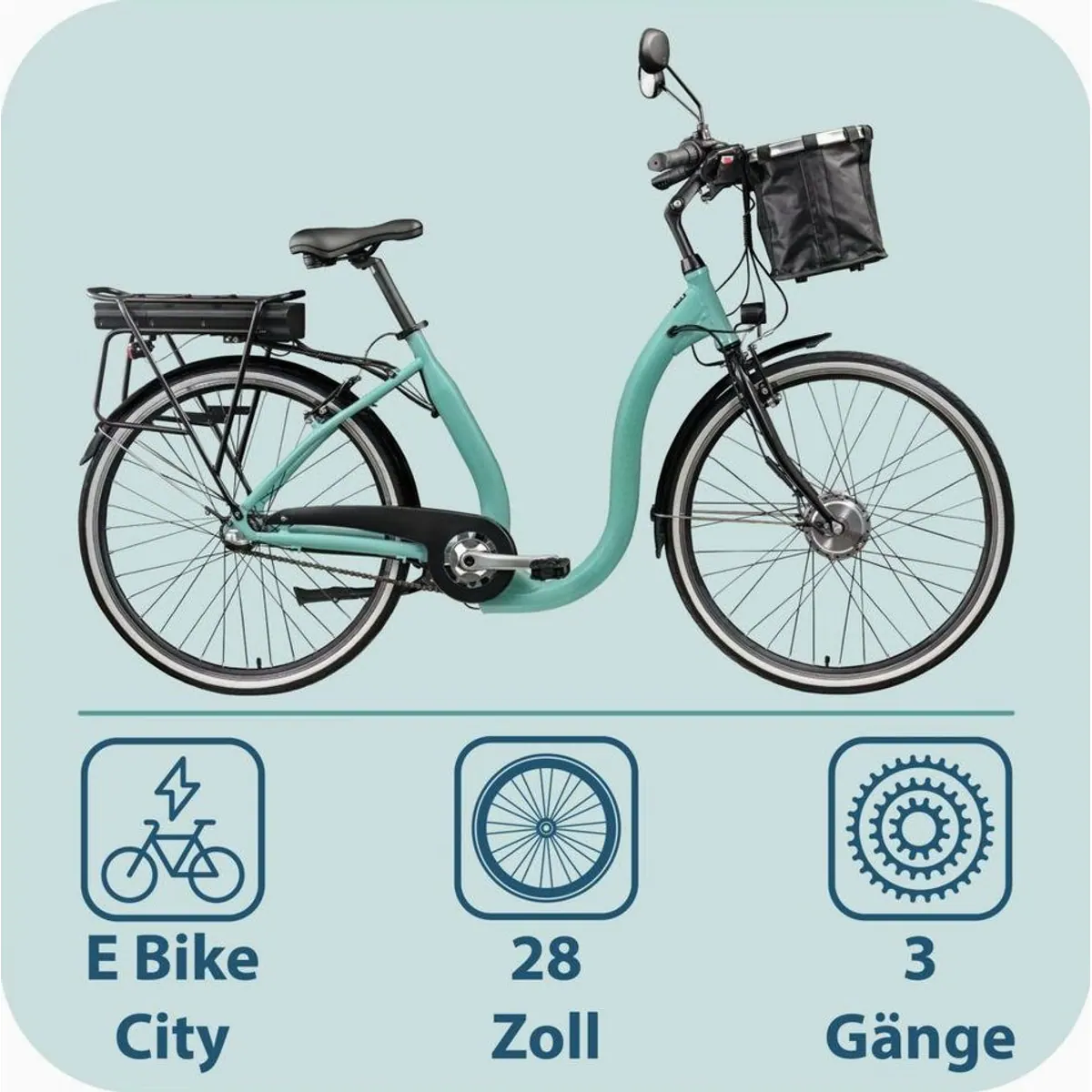Tretwerk Linea E-Bike Cityrad, 3 Gang Nabenschaltung, 374 Wh Akku, tiefer Einstieg 3