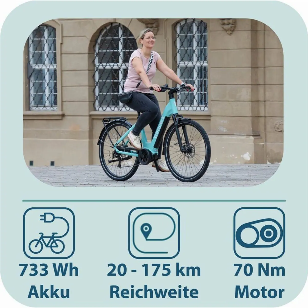 Tretwerk Amber E-Bike Cityrad, 9-Gang Shimano, kraftvoller Mittelmotor, 733 Wh 4