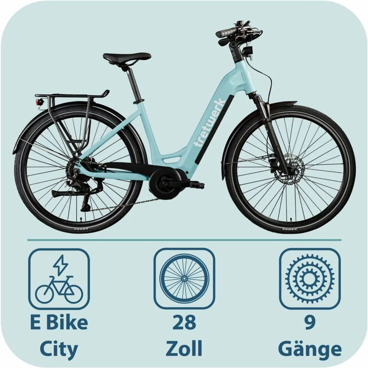 Tretwerk Amber E-Bike Cityrad, 9-Gang Shimano, kraftvoller Mittelmotor, 733 Wh 5