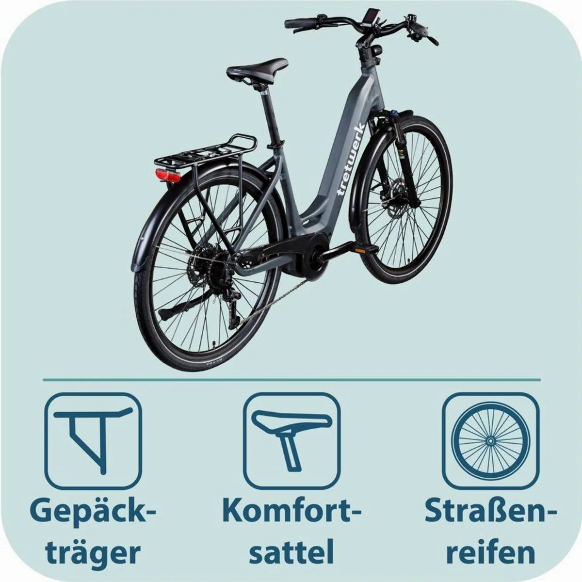 Tretwerk Amber E-Bike Cityrad, 9 Gang Shimano, 733 Wh Akku, komfortabel und vielseitig 4
