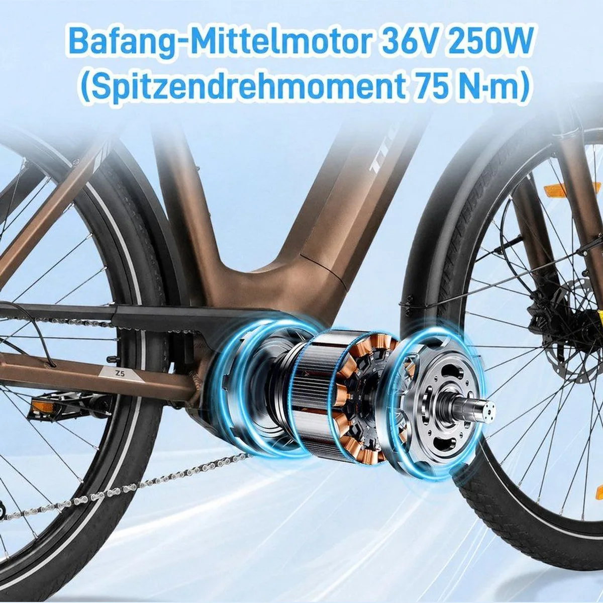 TTGO E-Bike Cityrad 28 Zoll, kraftvoller Mittelmotor, 130 km Reichweite, komfortable Federsattelstütze 4