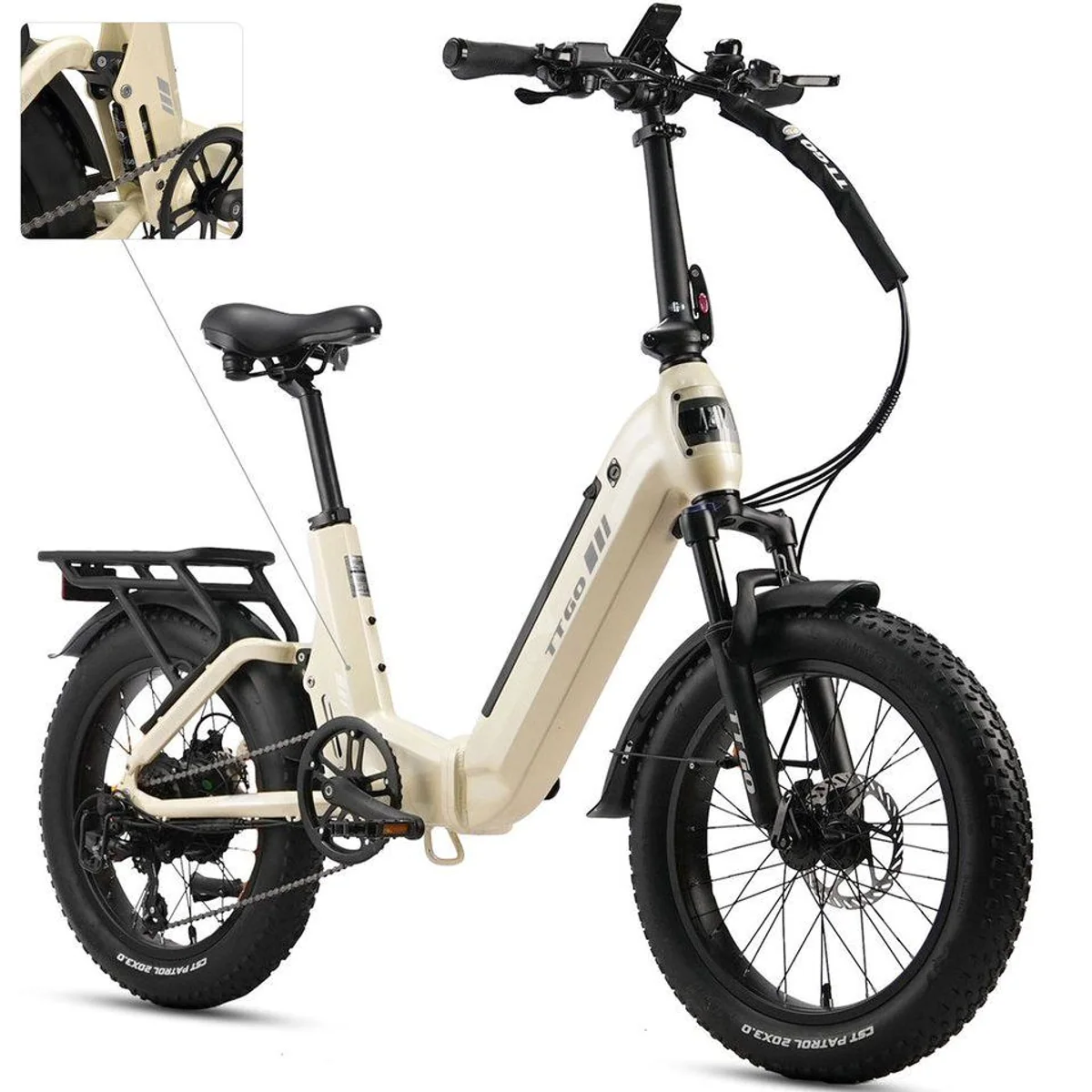 TTGO E-Bike Klapprad 20 Zoll, vollgefederte Fahrkomfort, 720 Wh Akku, 150 km Reichweite