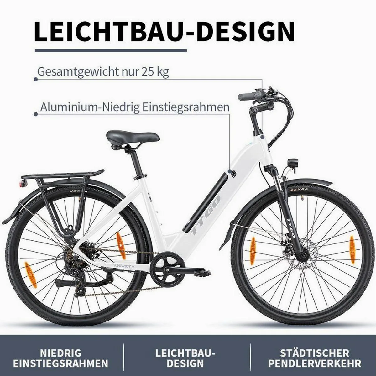 TTGO HZ-28TS E-Bike, 720 Wh Akku, Aluminium-Tiefrahmen, 7-Gang-Schaltung 4