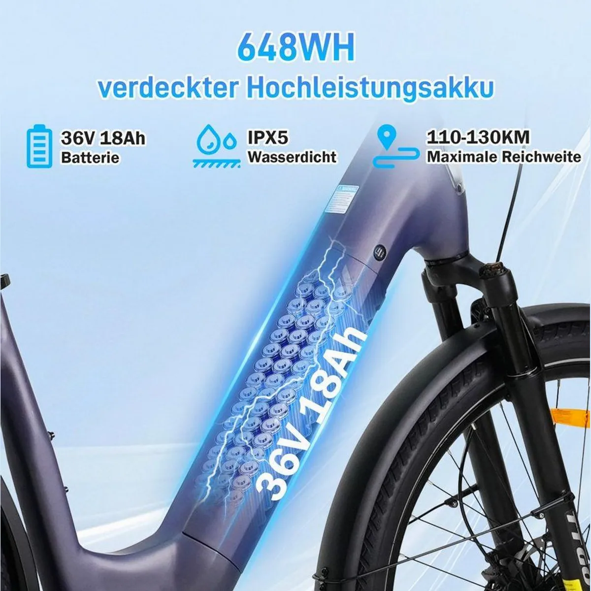 TTGO E-Bike Cityrad 28 Zoll, kraftvoller Mittelmotor, hohe Reichweite, 9-Gang-Schaltung 3