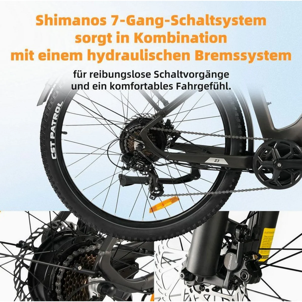 TTGO E-Bike Cityrad 28 Zoll, 70 Nm Hinterradmotor, 720 Wh Akku, 7 Gang Shimano 5