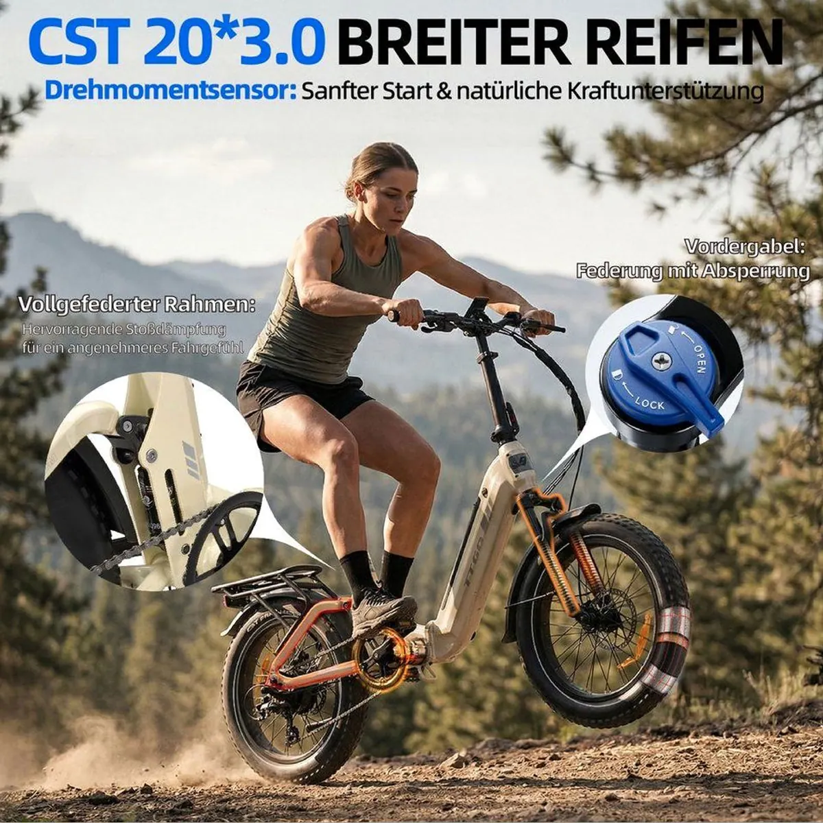 TTGO Klapprad E-Bike 20 Zoll, vollgefederter Rahmen, 70Nm Motor, 120km Reichweite 3