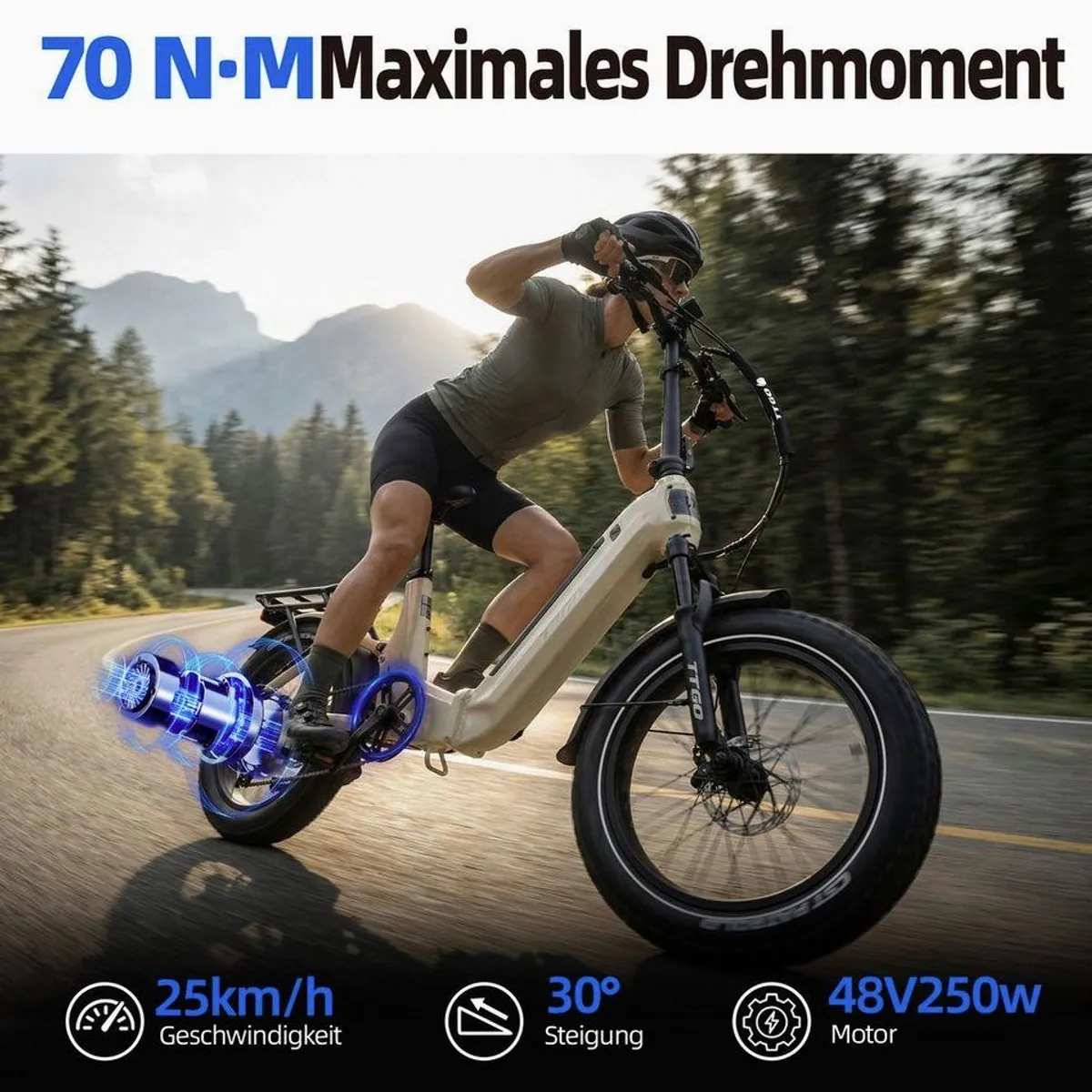 TTGO Klapprad E-Bike 20 Zoll, vollgefederter Rahmen, 70Nm Motor, 120km Reichweite 4
