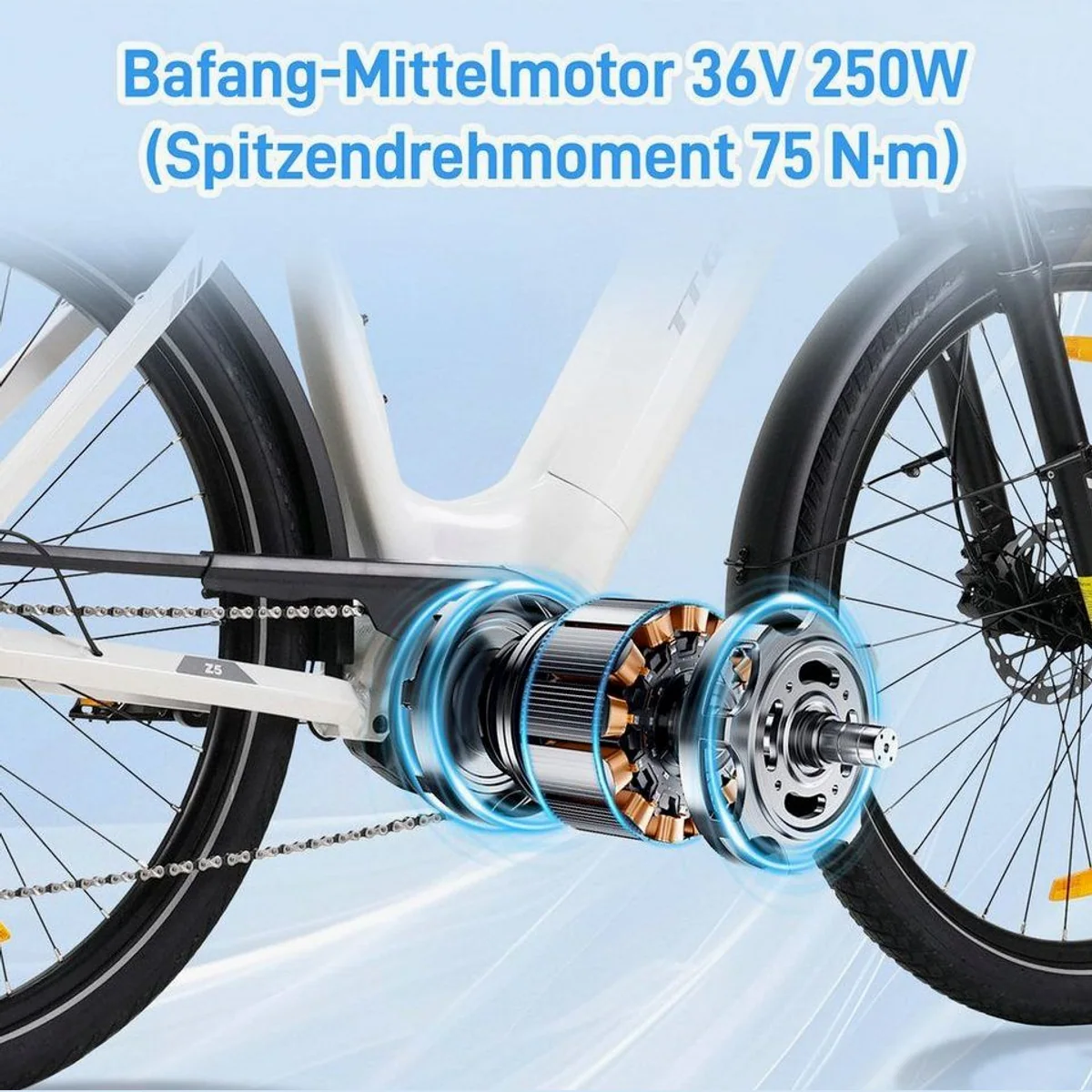 TTGO E-Bike Cityrad 28 Zoll, 75Nm Mittelmotor, 130km Reichweite, 9-Gang SHIMANO 5